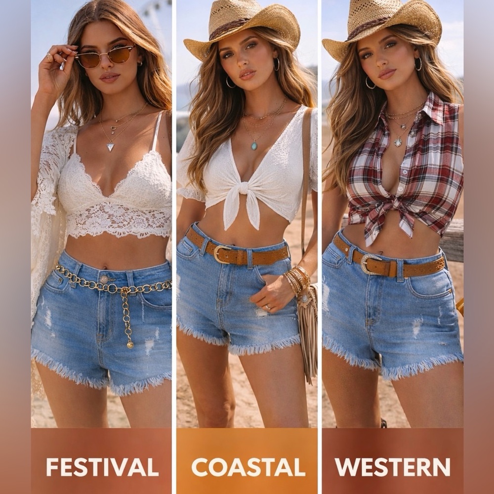 Boho Festival High Waisted Light Wash Denim Shorts Distressed Frayed Hem Size M